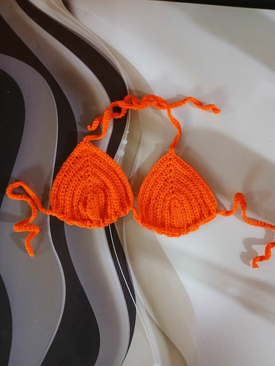 Bikini crochet orange vif