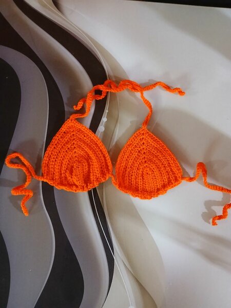 Bikini crochet orange vif