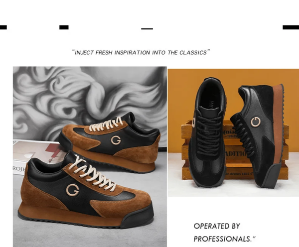 Sneakers en cuir marron homme
