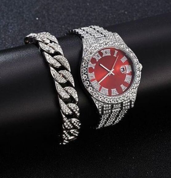 Montre luxe strass homme