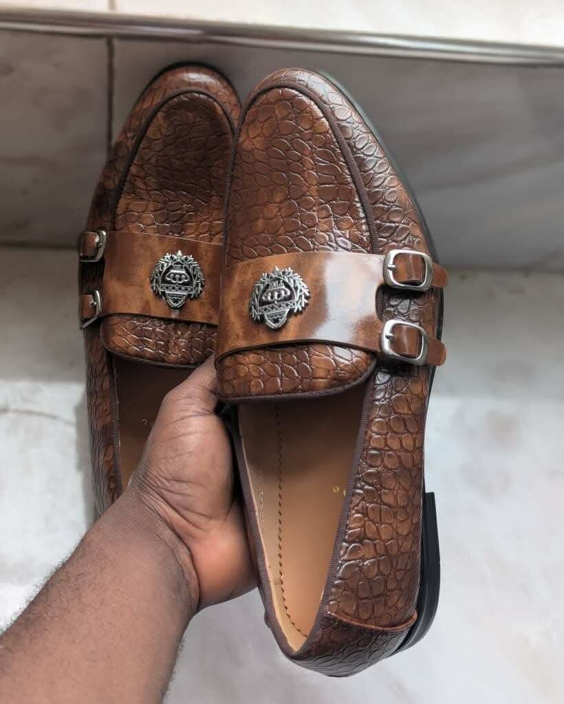 Mocassins en cuir texturé homme