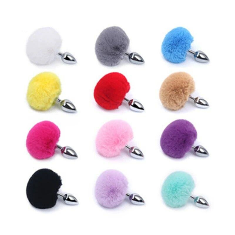 Plug anal avec queue fluffy multicolore