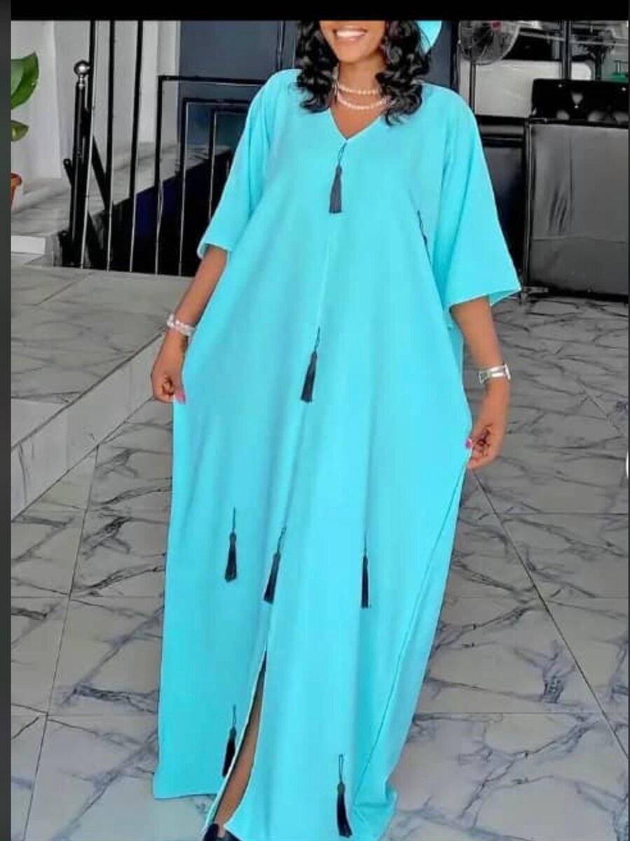 Robe Caftan Bleu Élégant