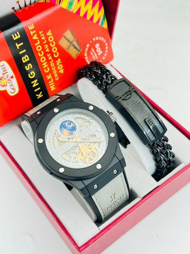 Quality Hublot Men's Accessories set(Black) + Chocolate