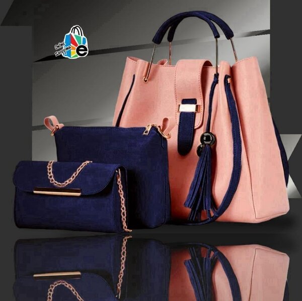 Stylish leather handbag purse set 3 piece.