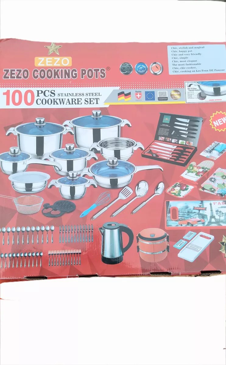 Batterie de cuisine en acier inoxydable 100 pièces