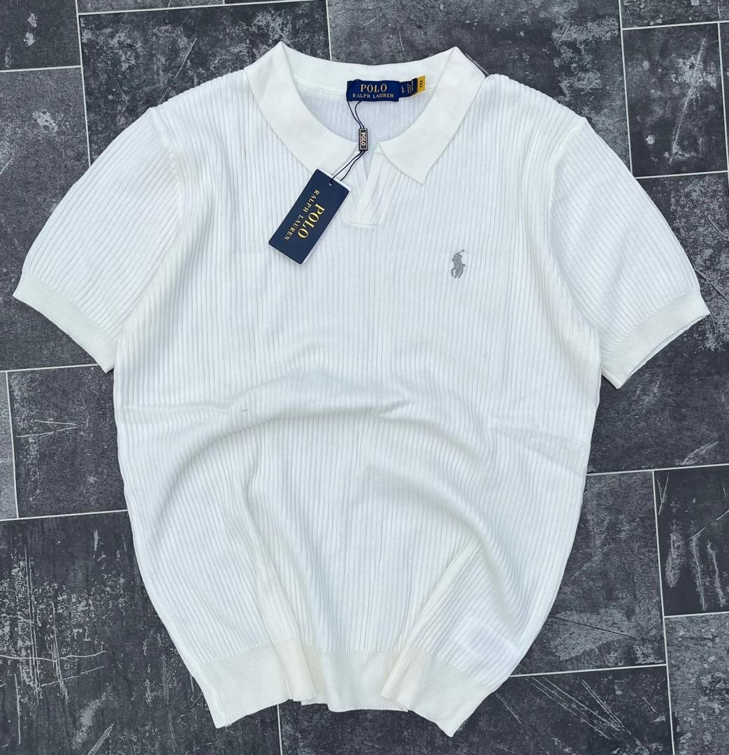Polo en maille blanche pour homme