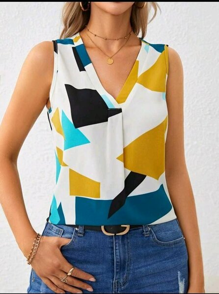 Top sans manches géométrique