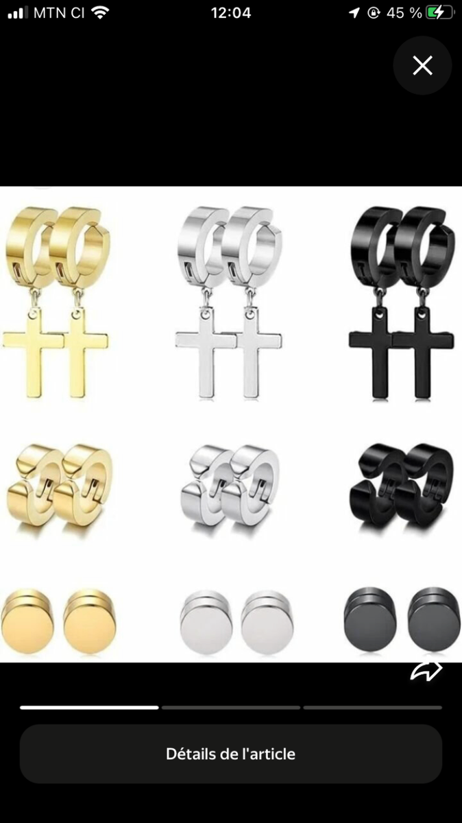 Boucles d'oreilles croix tendance