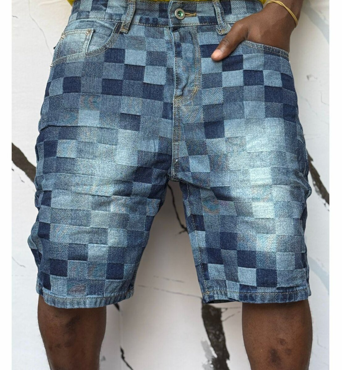 Shorts en jean à motifs