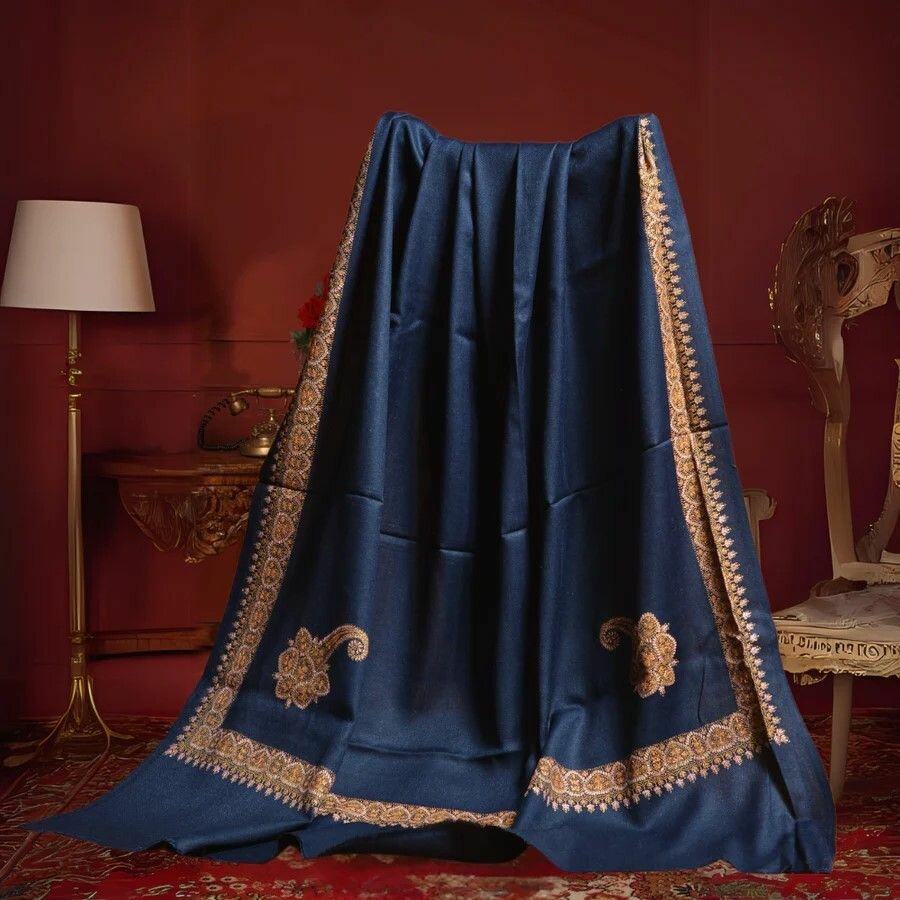 Mughal Charm Kingri Embroidered Shawl - Blue