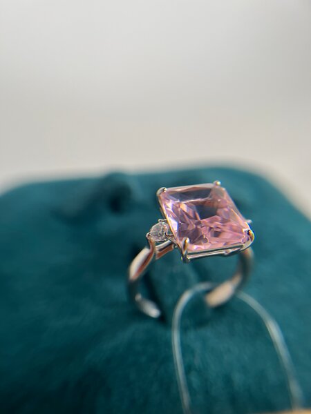 Bague argent avec sital rose