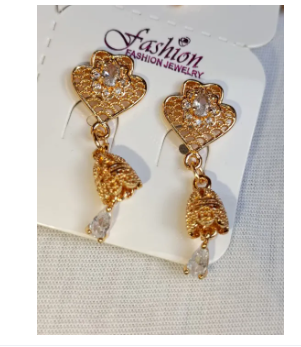 Elegant Trio of Gold-Plated Artificial Earrings with Intricate Jhumka, Heart, and Floral Designs for Festive and Casual Wear