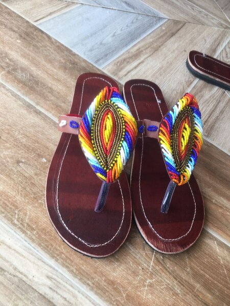 Beadede  wedge slippers