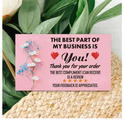 Pack Of 100 Thank You Cards The Best Part Of My Business Is You - Attract Your Buyers To Give Positive Review