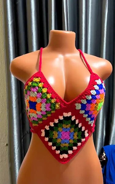 Top crochet bohème coloré