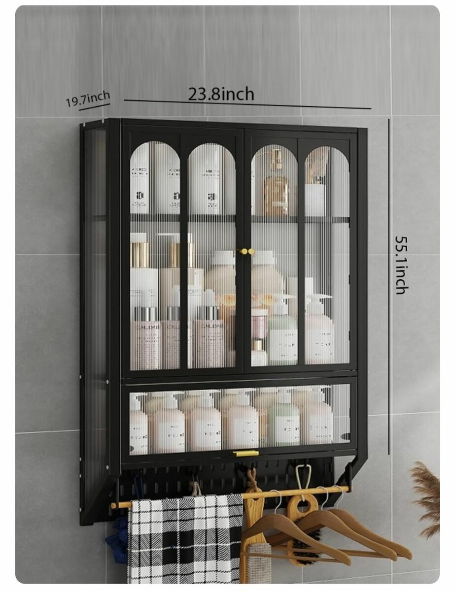 3- LAYERS WALL MOUNTED BATHROOM WALL CABINET WITH 2 DOORS