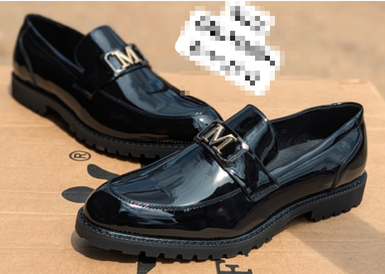 black patent leather loafers