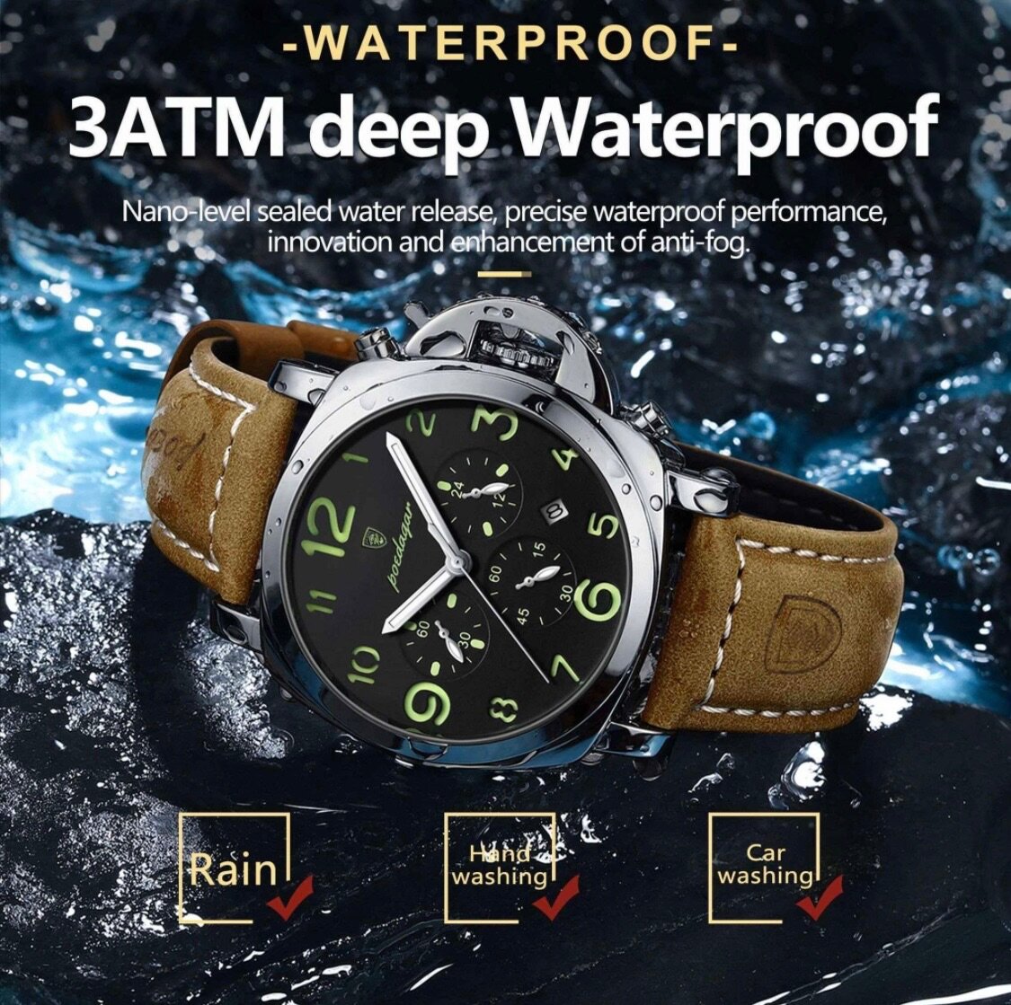 Montre 2024  haute qualité poedagar859 waterproof Chronograp