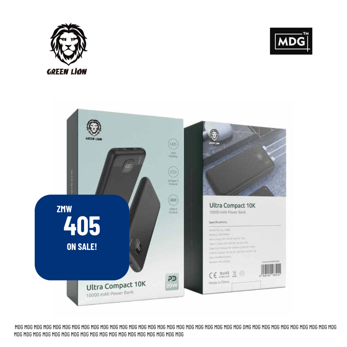 Ultra Compact Green Lion 10,000mAh PowerBank