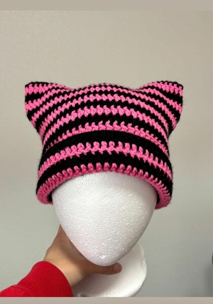 Bonnet tricoté oreilles chat