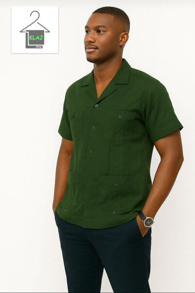 Chemise verte homme à manches courtes