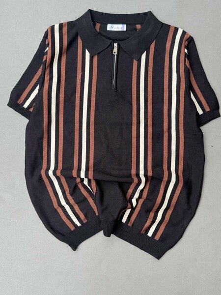 Polo en tricot rayé homme