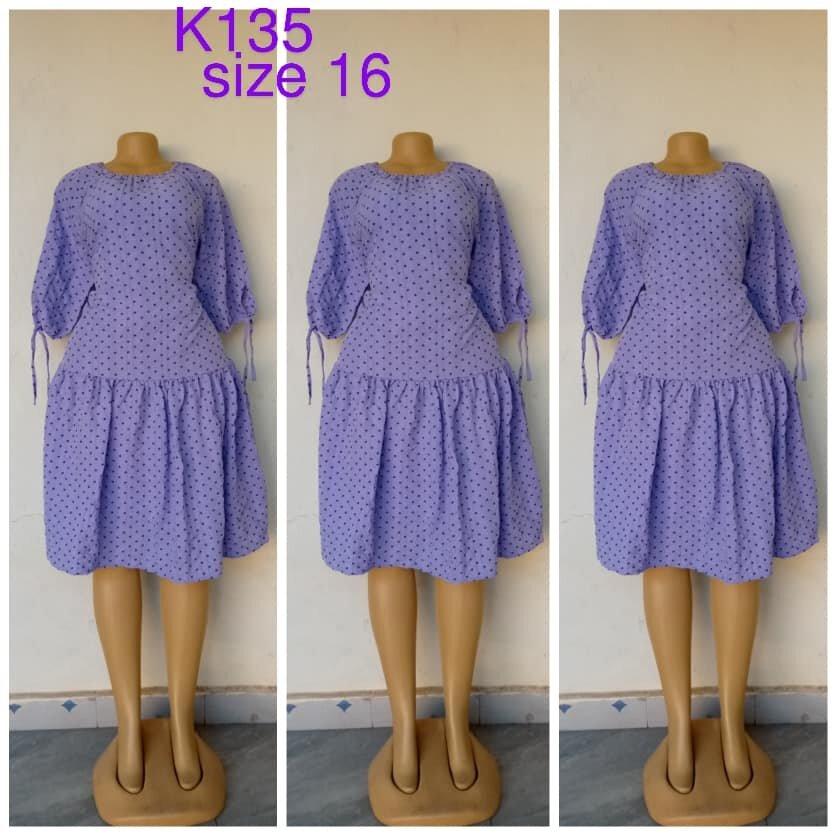 Lilac dress with black polka dots, size 16