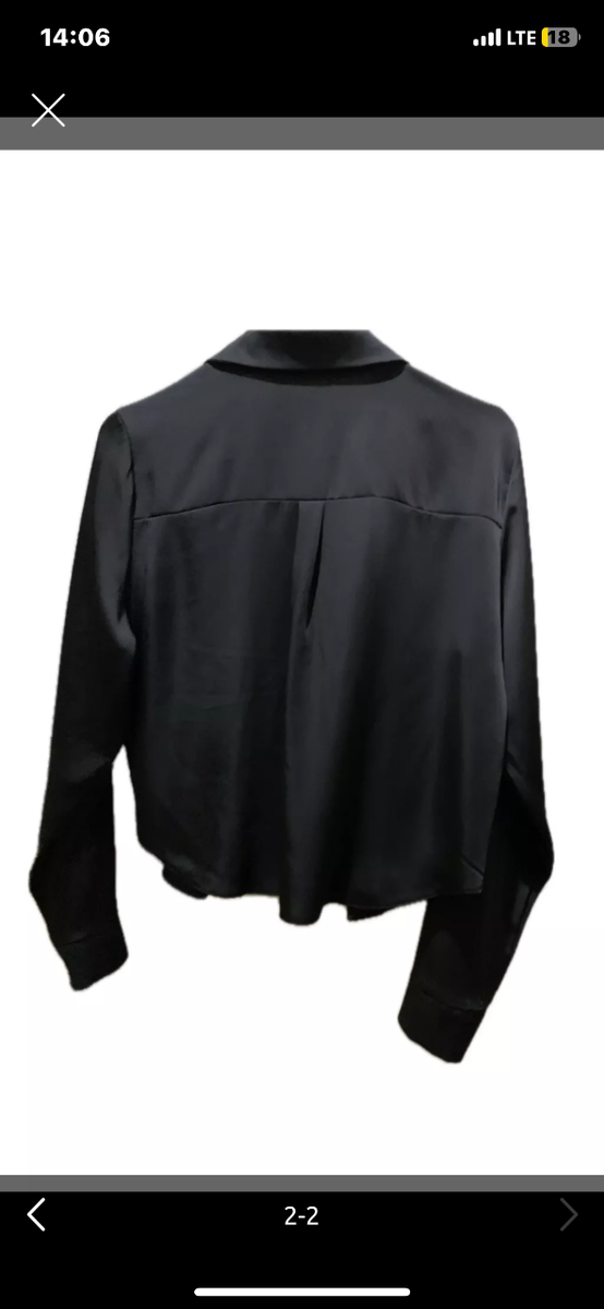 Черная атласная рубашка