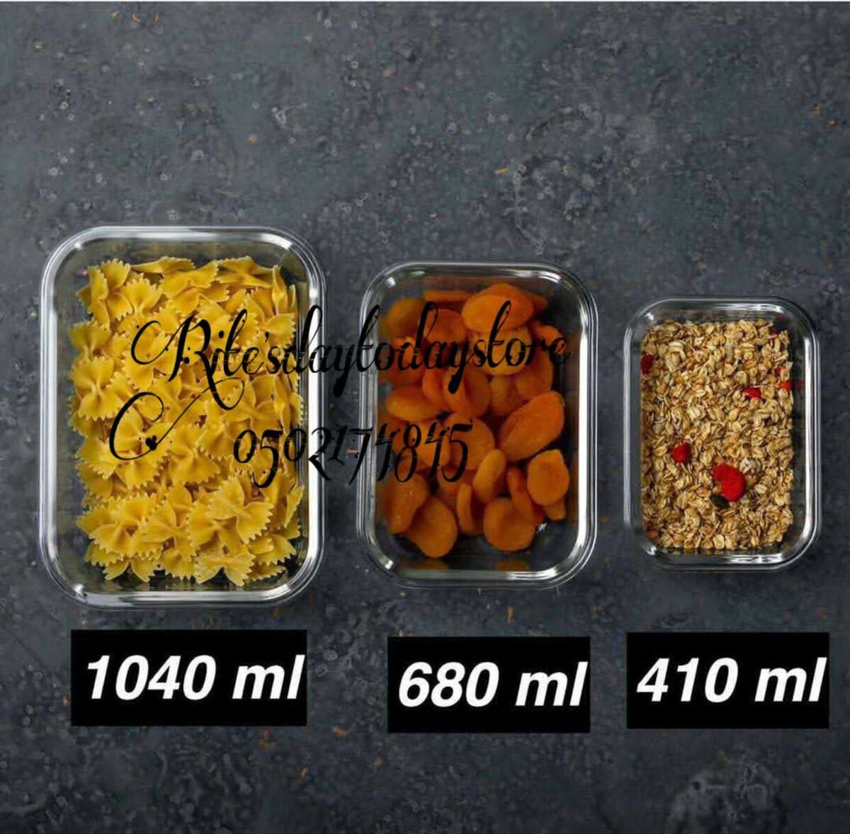 3 set Glass bowls with bamboo lids