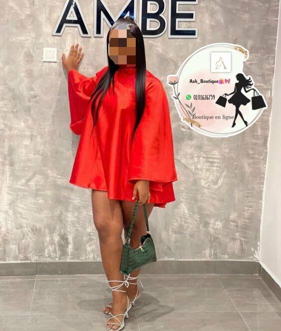 Robe trapèze satin rouge