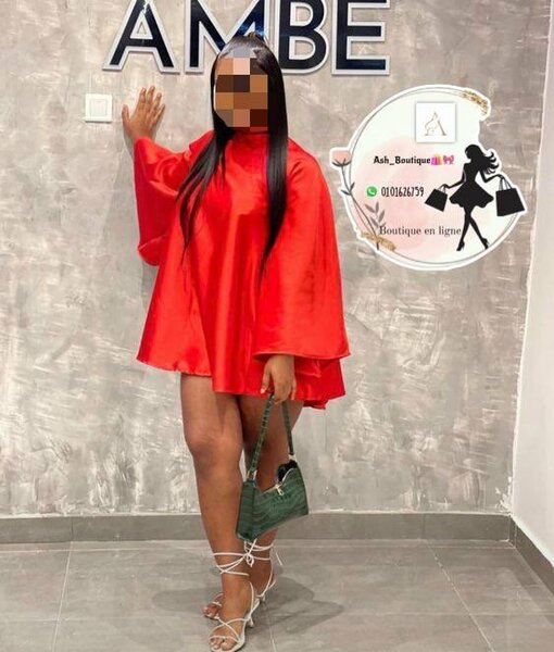 Robe trapèze satin rouge