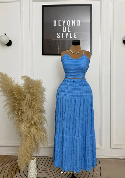 SWEET GIRL TEXTURED MAXI TWO PIECE SET