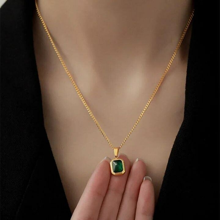 Rectangular stone ss pendant