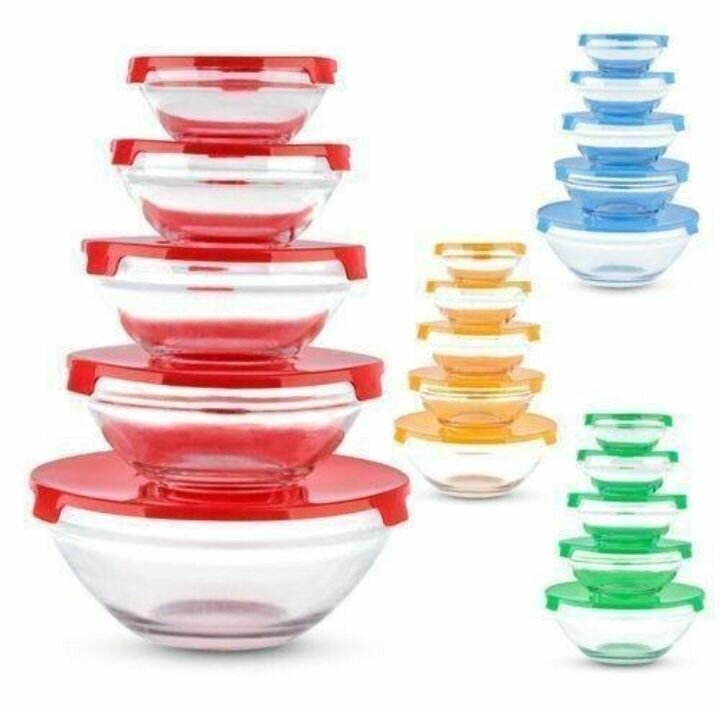 Ensemble de Bols en Verre avec Couvercles Hermétiques
