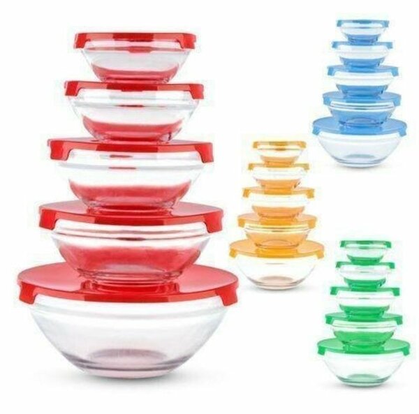 Ensemble de Bols en Verre avec Couvercles Hermétiques