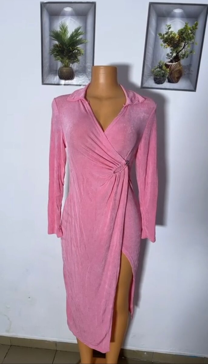 Robe longue élégante rose