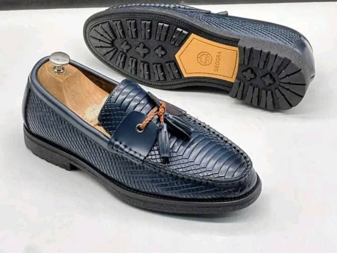 Mocassins en cuir texturé