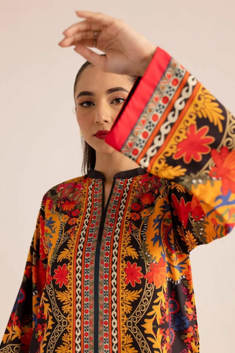 Stylish women's Stitched printed khadar shirt & Trousers set