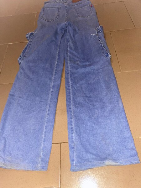 Pantalon cargo en jean bleu