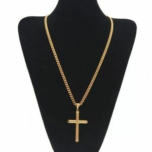 Collier Hip Hop Avec Pendentif En Croix Moyenne Et Grande