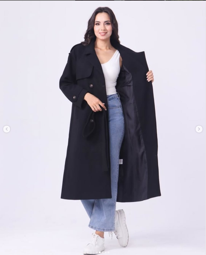 Черное женское пальто