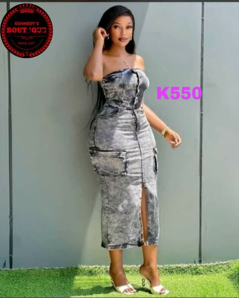 Stylish and high-quality women's denim dress grey