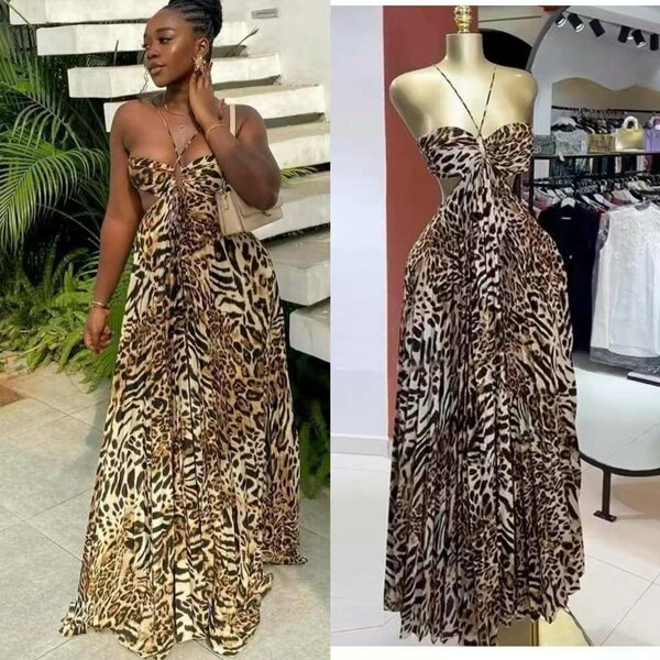 Robe longue léopard élégante