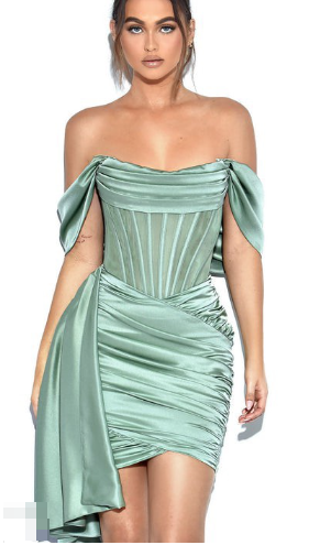 Kendal Basil Satin Draping