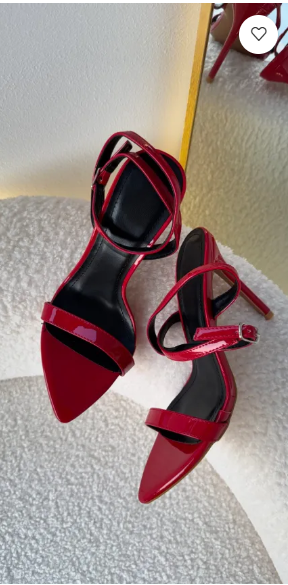 Lydie Red Pointed Toe Ankle Strap
