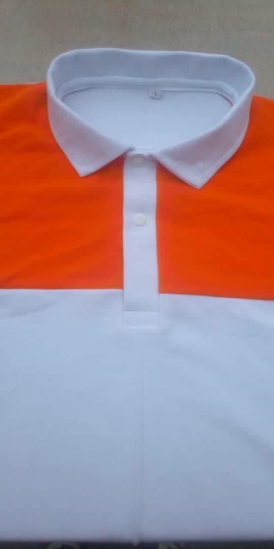 Polo bicolore orange et blanc