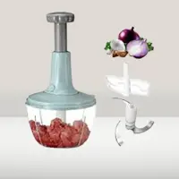 Manual Food Chopper, Multifunctional Hand Push Speedy Chopper, Stainless Steel Blades Perfect Onion Chopper, Garlic Cutter Vegetable Mincer, Mixer, Blender 0.7 LITER