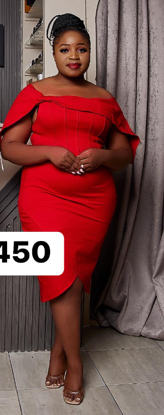 Red Fitted Off-the-shoulder Dress