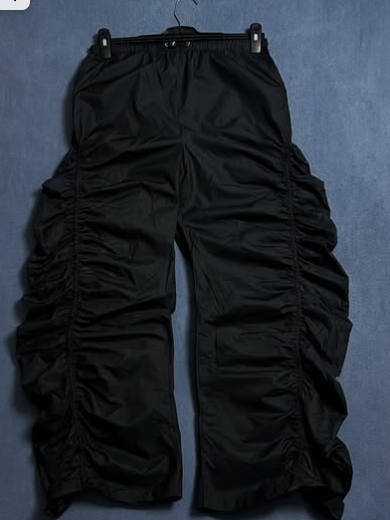 Black ruched wide leg pants size: waist MS / length 42